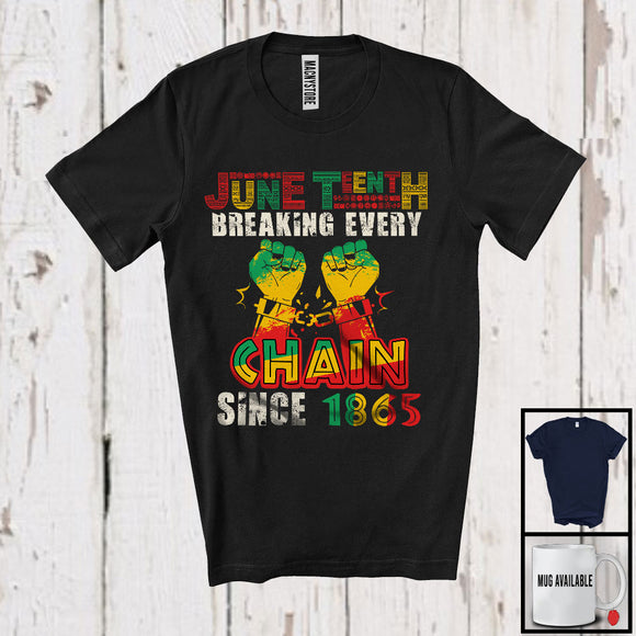 MacnyStore - Juneteenth Breaking Chain 1865, Proud African American Black Freedom, Strongs Afro Hands T-Shirt