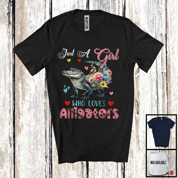 MacnyStore - Just A Girl Who Loves Alligators; Adorable Flowers Floral Flowers; Matching Animal Lover T-Shirt