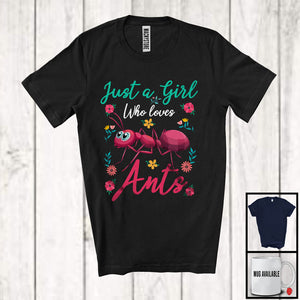 MacnyStore - Just A Girl Who Loves Ants, Colorful Summer Vacation Flowers Ants, Insects Lover T-Shirt