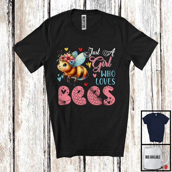 MacnyStore - Just A Girl Who Loves Bees; Adorable Flowers Floral Flowers; Matching Insect Lover T-Shirt