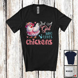 MacnyStore - Just A Girl Who Loves Chickens; Lovely Flowers Floral Farm Animal Chicken; Farmer Lover T-Shirt