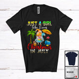 MacnyStore - Just A Girl Who Loves Christmas In July, Lovely Summer Vacation Gnome, Leopard Hawaiian Proud T-Shirt