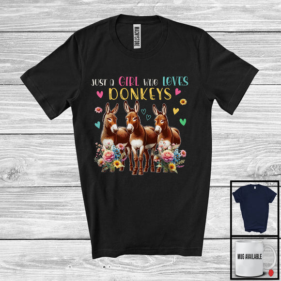 MacnyStore - Just A Girl Who Loves Donkeys; Adorable Farm Animal Lover; Matching Girls Farmer Group T-Shirt