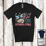 MacnyStore - Just A Girl Who Loves Dragonflies; Adorable Flowers Floral Flowers; Matching Insect Lover T-Shirt