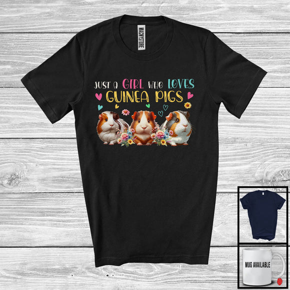 MacnyStore - Just A Girl Who Loves Guinea Pigs; Adorable Animal Floral Lover; Matching Girls Family Group T-Shirt