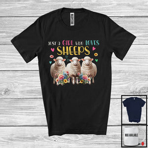 MacnyStore - Just A Girl Who Loves Sheeps; Adorable Farm Animal Lover; Matching Girls Farmer Group T-Shirt