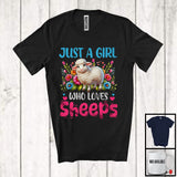 MacnyStore - Just A Girl Who Loves Sheeps; Adorable Flowers Floral Farm Animals Lover; Farmer Group T-Shirt