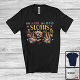 MacnyStore - Just A Girl Who Loves Sloths; Adorable Animal Floral Lover; Matching Girls Family Group T-Shirt