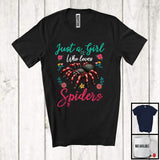 MacnyStore - Just A Girl Who Loves Spiders, Colorful Summer Vacation Flowers Spiders, Insects Lover T-Shirt