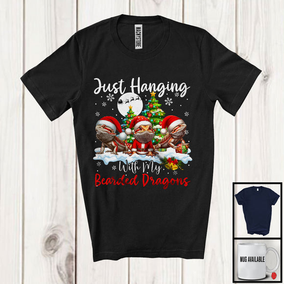 MacnyStore - Just Hanging With My Bearded Dragons; Adorable Christmas Tree Snowing; X-mas Animal Lover T-Shirt