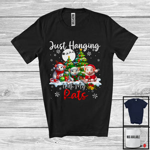 MacnyStore - Just Hanging With My Rats; Adorable Christmas Three Santa Elf Rats; Animal Lover T-Shirt