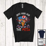 MacnyStore - Just Here For The Pizza, Awesome 4th Of July American Flag Fireworks, Patriotic Food Lover T-Shirt