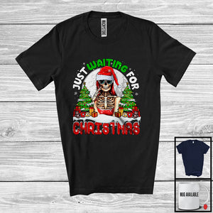 MacnyStore - Just Waiting For Christmas; Awesome X-mas Tree Santa Skeleton Sunglasses; Moon Snowing T-Shirt