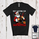 MacnyStore - Just Waiting For Christmas; Humorous Christmas Coming Thanksgiving Turkey Santa; Family T-Shirt