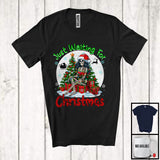 MacnyStore - Just Waiting For Christmas; Scary X-mas Tree Lights Santa Skeleton Moon; Snowing Around T-Shirt