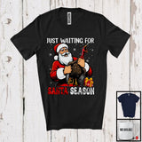 MacnyStore - Just Waiting For Santa Season; Humorous Christmas Coming Thanksgiving Turkey Santa; Family T-Shirt