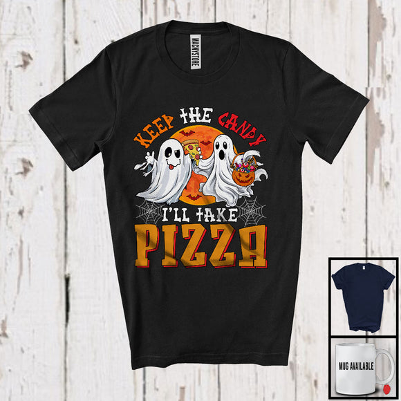 MacnyStore - Keep The Candy I'll Take Pizza, Humorous Halloween Costume Boo Ghost, Food Lover T-Shirt