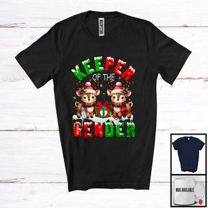 MacnyStore - Keeper Of The Gender; Amazing Christmas Couple Reindeer; Pregnancy Reveal Snowing T-Shirt