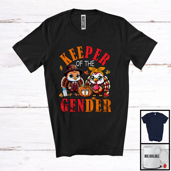 MacnyStore - Keeper Of The Gender; Amazing Thanksgiving Couple Turkeys; Pregnancy Reveal Plaid Pumpkin T-Shirt