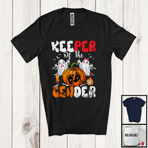 MacnyStore - Keeper Of The Gender; Humorous Reveal Baby Halloween Thanksgiving Boo Pumpkin; Family T-Shirt