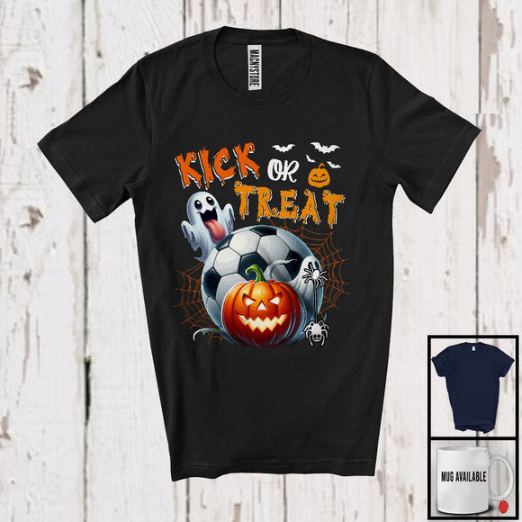 MacnyStore - Kick Or Treat; Horror Halloween Costume Football Player Trick Or Treat; Pumpkins Sport Team T-Shirt