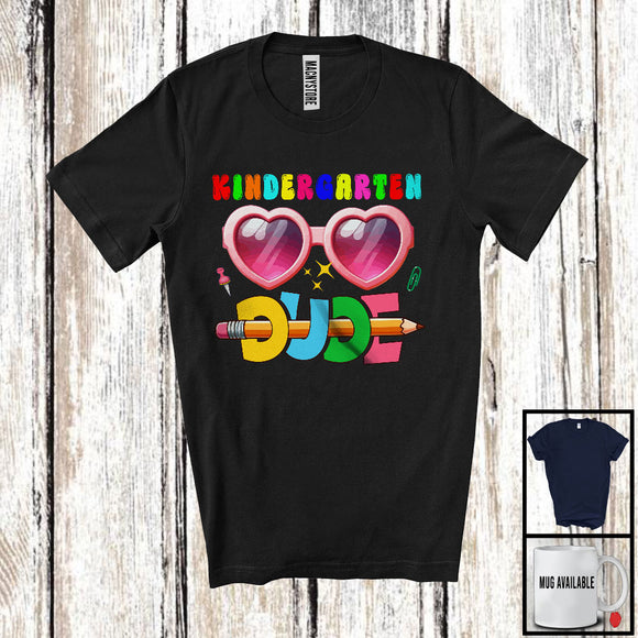 MacnyStore - Kindergarten Dude; Adorable Back To School First Day Pink Sunglasses; Girls Students Teacher T-Shirt