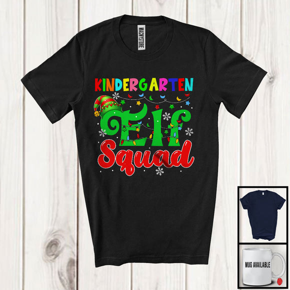 MacnyStore - Kindergarten ELF Squad; Cheerful Christmas Lights ELF; School Students Teacher Group T-Shirt