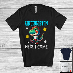 MacnyStore - Kindergarten Here I Come; Colorful Back To School T-Rex Dinosaurs; Boys Students Group T-Shirt