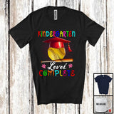 MacnyStore - Kindergarten Level Complete, Joyful Last Day Of School Softball Player Playing, Girls Students Group T-Shirt