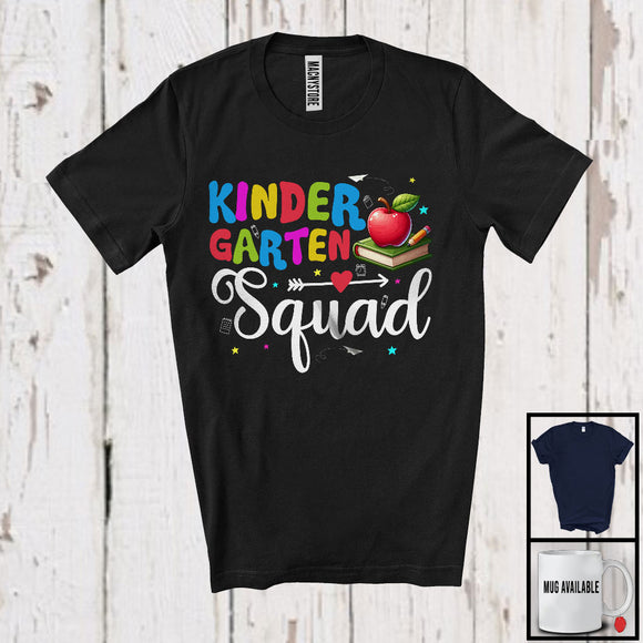 MacnyStore - Kindergarten Squad, Colorful Back To School Things Teacher Student, Matching Team Group T-Shirt