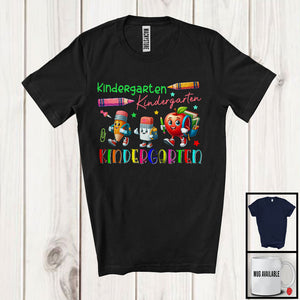 MacnyStore - Kindergarten; Colorful Back To School Lovely Crayon Pencil; Matching Students Teacher Group T-Shirt