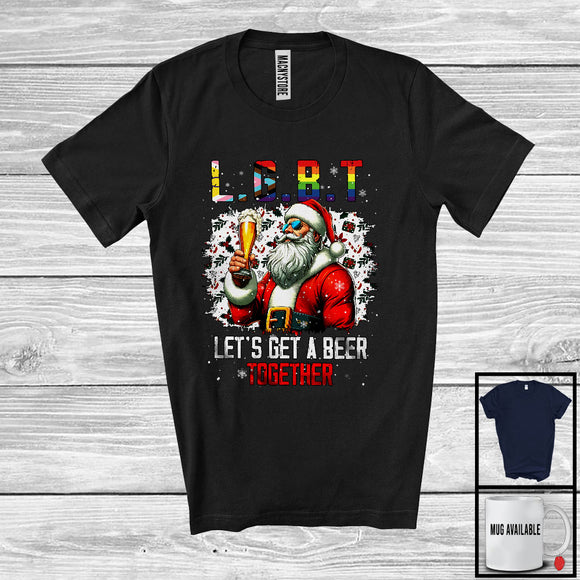 MacnyStore - LGBT Let's Get A Beer Together; Awesome Christmas Santa Drinking Beer; LGBTQ Gay Pride T-Shirt