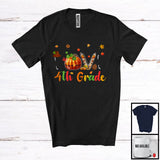 MacnyStore - LOVE 4th Grade; Wonderful Thanksgiving Plaid Pumpkin Autumn Leaf; Students Family Group T-Shirt