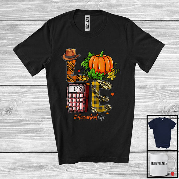 MacnyStore - LOVE Accountant; Fantastic Thanksgiving Leopard Plaid Pumpkin; Proud Jobs Careers Group T-Shirt