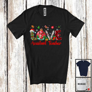 MacnyStore - LOVE Assistant Teacher; Adorable Christmas Plaid Ornament Snow; Assistant Teacher X-mas Group T-Shirt