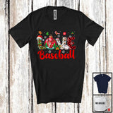 MacnyStore - LOVE Baseball; Adorable Christmas Plaid Ornament Reindeer Snow; Baseball Player X-mas Group T-Shirt