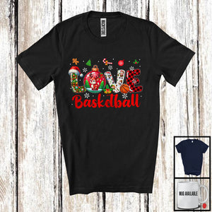 MacnyStore - LOVE Basketball; Adorable Christmas Plaid Ornament Reindeer Snow; Basketball Player X-mas Group T-Shirt