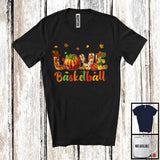 MacnyStore - LOVE Basketball; Adorable Thanksgiving Plaid Pumpkin Fall; Matching Basketball Player Group T-Shirt