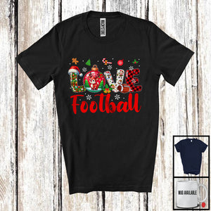 MacnyStore - LOVE Football; Adorable Christmas Plaid Ornament Reindeer Snow; Football Player X-mas Group T-Shirt