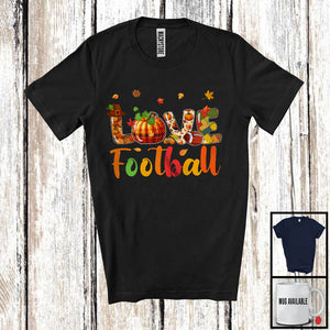 MacnyStore - LOVE Football; Adorable Thanksgiving Plaid Pumpkin Fall; Matching Football Player Group T-Shirt