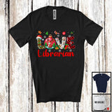 MacnyStore - LOVE Librarian; Adorable Christmas Plaid Ornament Reindeer Snow; Librarian X-mas Group T-Shirt