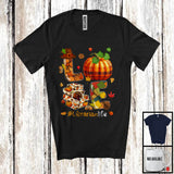 MacnyStore - LOVE Librarian; Amazing Thanksgiving Fall Leaves Plaid Pumpkin Books; Librarian Careers Jobs T-Shirt