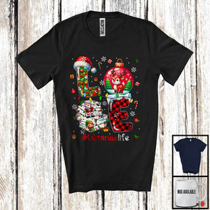 MacnyStore - LOVE Librarian; Awesome Christmas Plaid Ornament Books; Librarian X-mas Careers Jobs T-Shirt