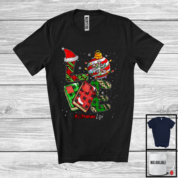 MacnyStore - LOVE Librarian; Fantastic Christmas Leopard Plaid Ornaments; Proud Jobs Careers Group T-Shirt