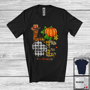 MacnyStore - LOVE Lunch Lady; Fantastic Thanksgiving Leopard Plaid Pumpkin; Proud Jobs Careers Group T-Shirt