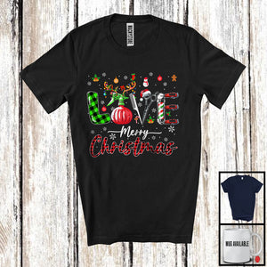 MacnyStore - LOVE Merry Christmas; Proud Plaid X-mas Santa Elf Reindeer Barber Tools; Jobs Careers T-Shirt