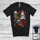 MacnyStore - LOVE Nurse Life; Merry Christmas Snowman Matching Plaid Nurse; Proud Jobs Careers T-Shirt