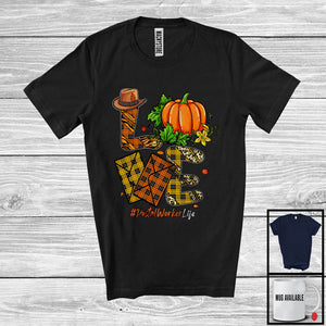 MacnyStore - LOVE Postal Worker; Fantastic Thanksgiving Leopard Plaid Pumpkin; Proud Jobs Careers Group T-Shirt