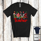 MacnyStore - LOVE Teacher; Adorable Christmas Plaid Ornament Reindeer Snow; Teacher X-mas Group T-Shirt