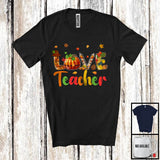 MacnyStore - LOVE Teacher; Adorable Thanksgiving Plaid Pumpkin Fall; Matching Teacher Group T-Shirt